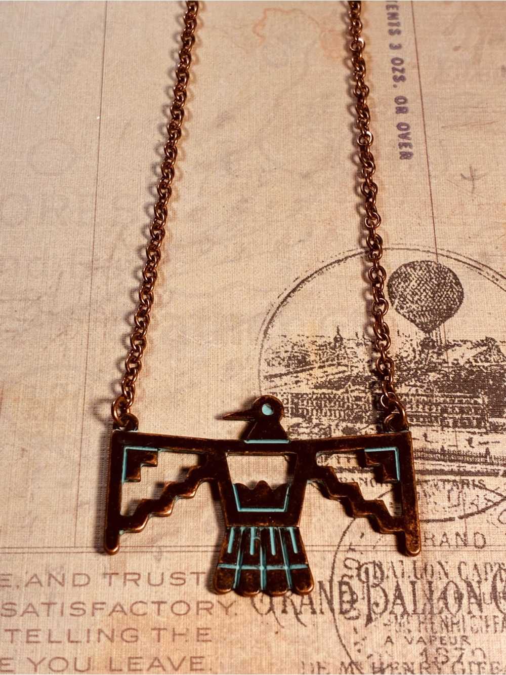 Vintage Copper Thunderbird Necklace